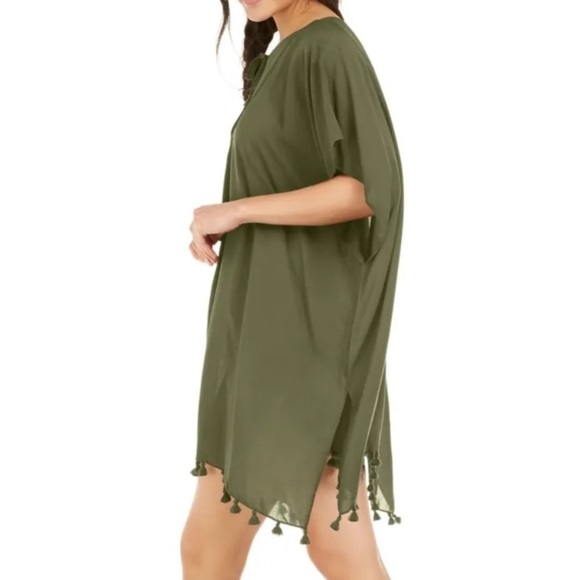 Dkny OLIVE Pom Pom Caftan Swim Cover-up, US Large/X-Large - Picture 2 of 4